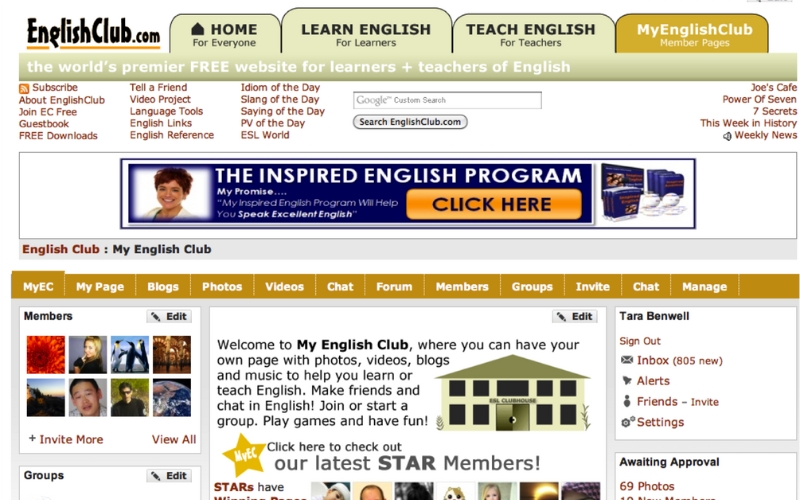 web tự học tiếng Anh English Club